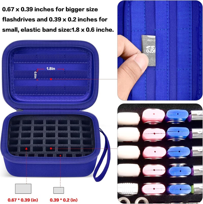 Comecase USB Flash Drive Case, Thumb Drive, Memory Card SD SDXC SDHC Card Holder Organizer, Electronic Accessories Storage Bag for SanDisk/SamData/Samsung/TOPESEL/Memory Stick/YubiKey - Blue(Box Only) - Image 3